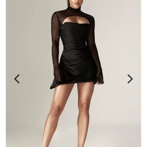 Elegant Black Dress with Sheer Sleeves